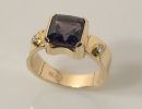 Gold Ring with Purple Spinel & Diamonds